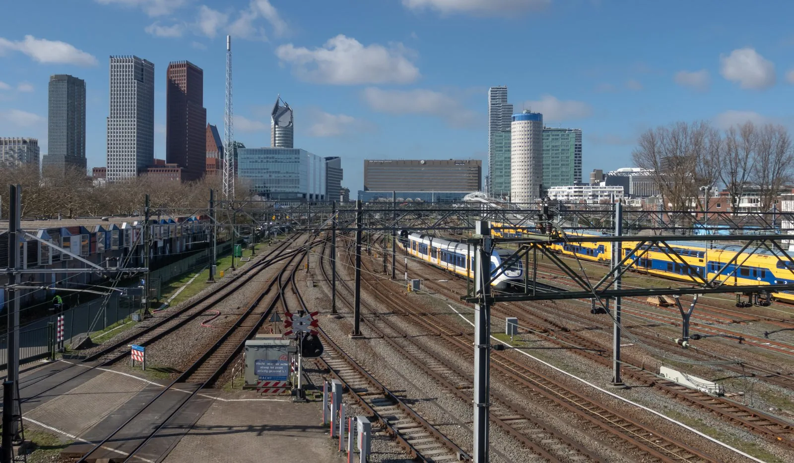 Skyline of The Hague seen from the Schenkviaduct, near the Central Innovation District.