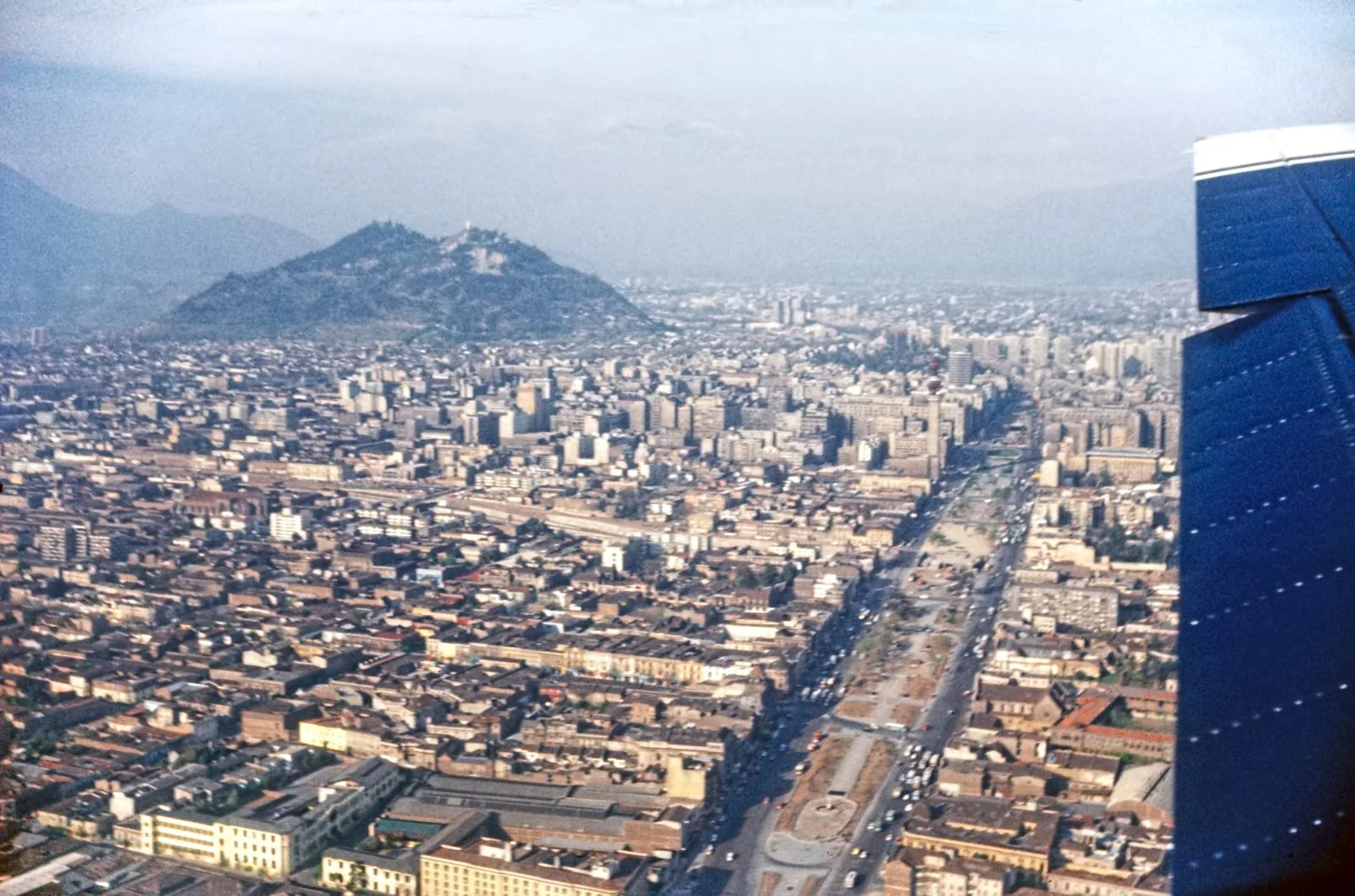 Aerial view of Santiago, the metropolitan area structured by the 1960 Plan Regulador Intercomunal de Santiago (PRIS).