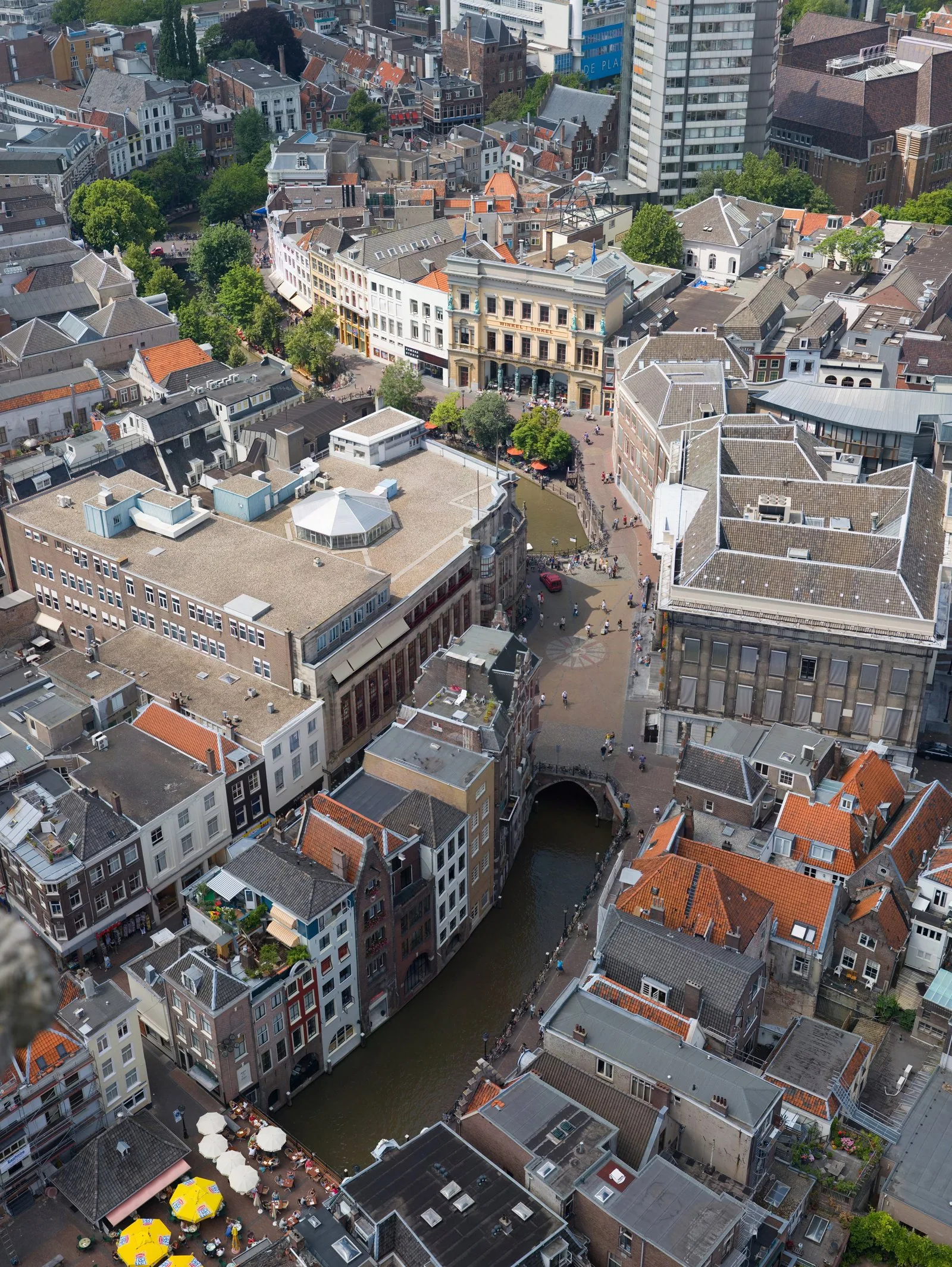 Aerial view of the canals and centre of Utrecht, Netherlands