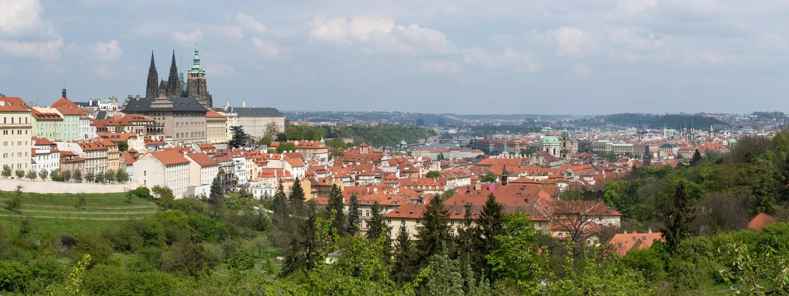 Panorama of Hradcany and the Old Town of Prague from Petrin hill