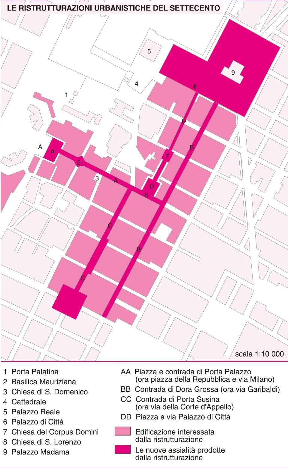 Map of Turin urban redevelopments, context for the Spina Centrale corridor (Spina 3/4)