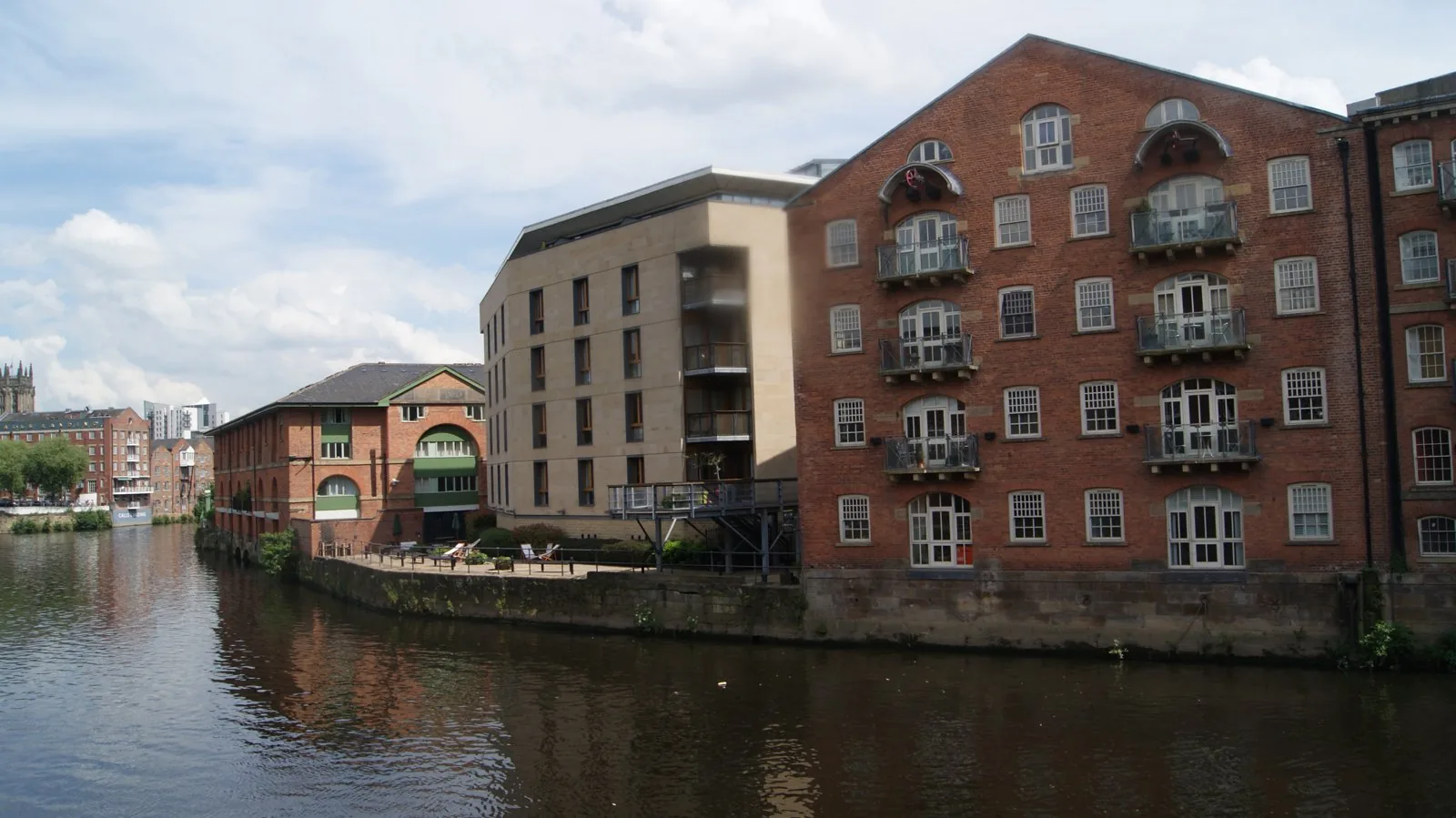 Flats on the South Bank of the River Aire, Leeds, the area of the South Bank Masterplan.