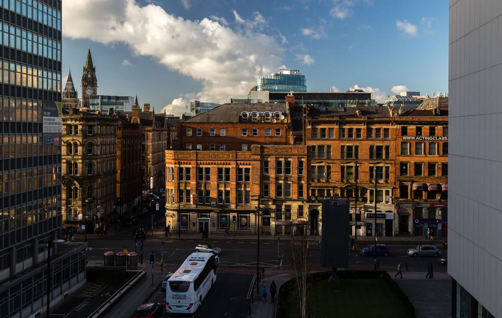 Elevated view of Manchester city centre