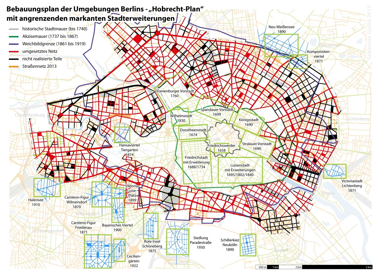 The Hobrecht-Plan of 1862, the development/zoning plan for the suburbs of Berlin that fixed the street grid and large perimeter blocks of the expanding city.