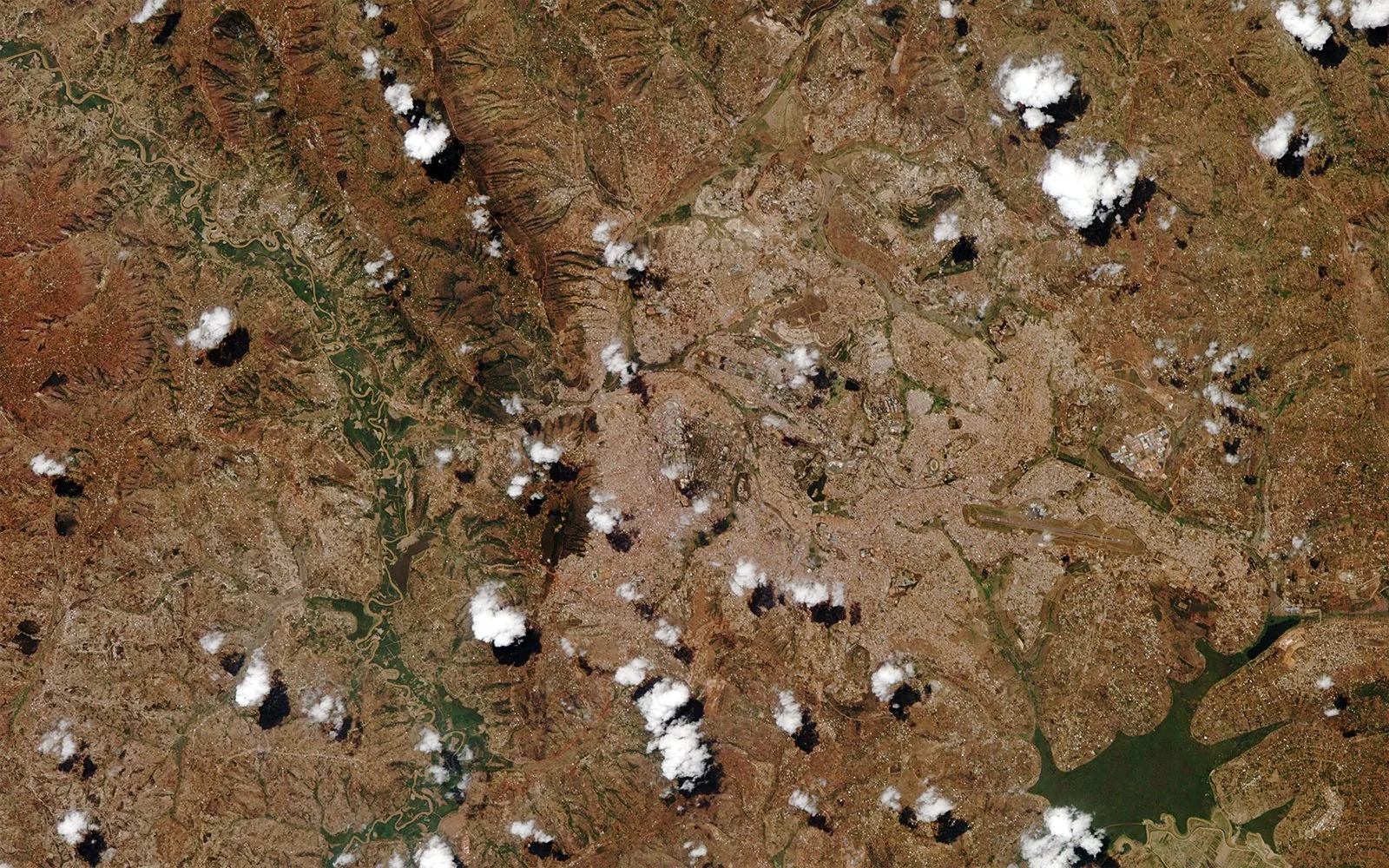 Satellite/aerial view of Kigali, Rwanda