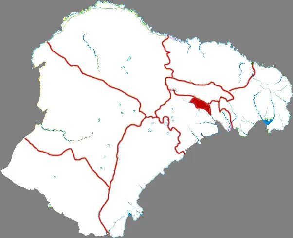 Satellite image of the planned Kangbashi New Area, Ordos.