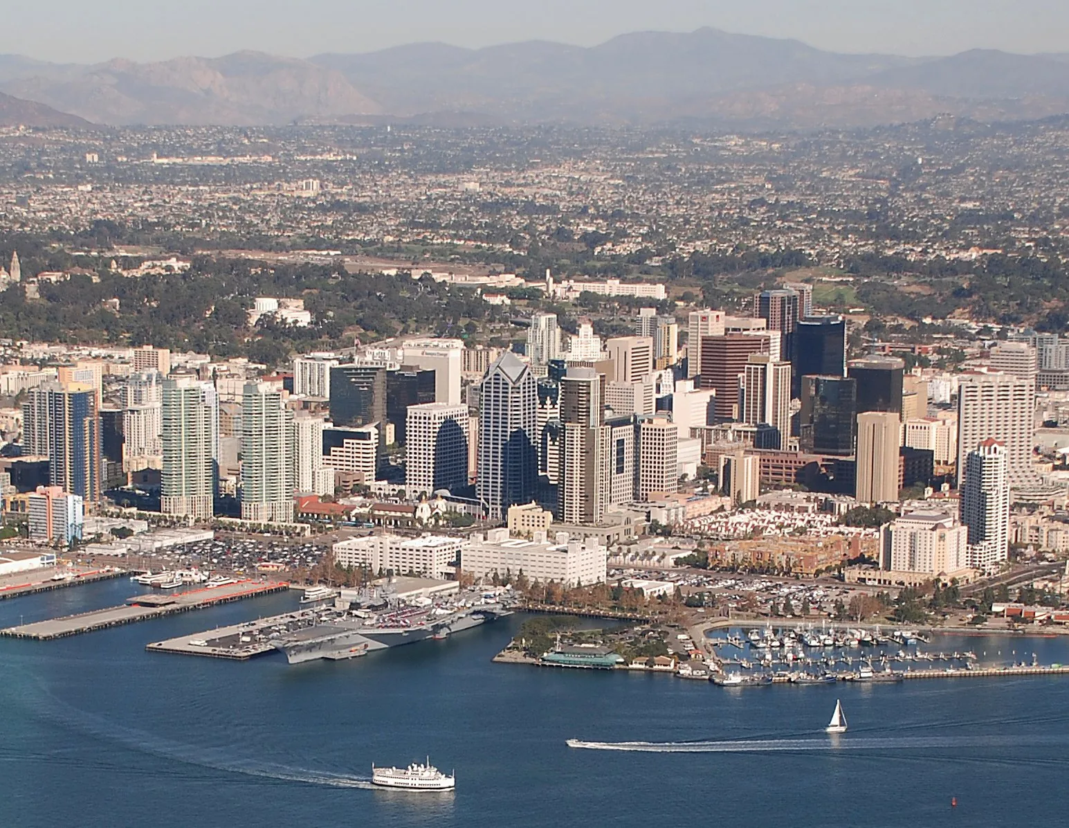 Aerial view of downtown San Diego, the city addressed by the City of Villages strategy