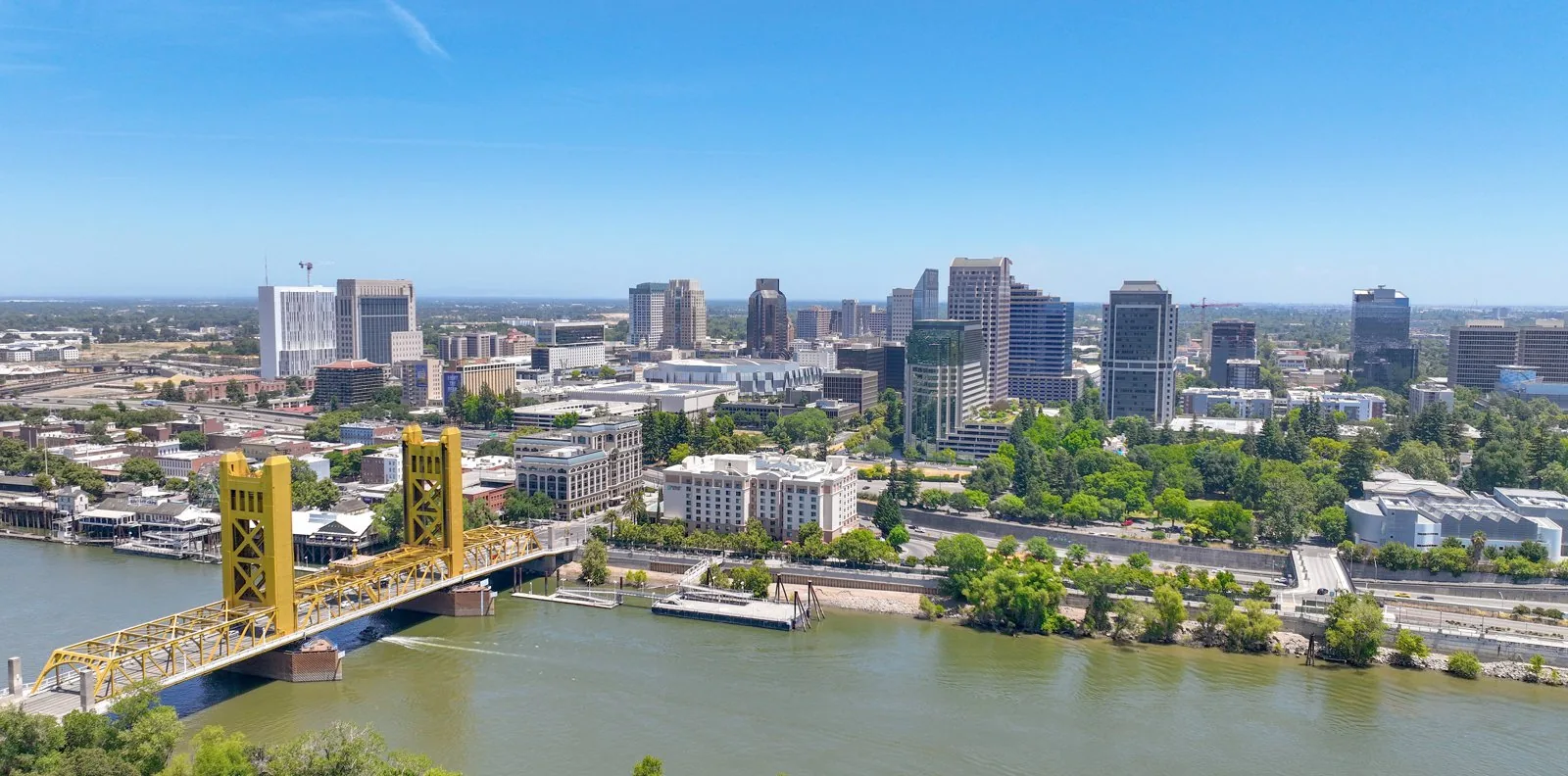 Aerial view of the downtown Sacramento skyline, 2023