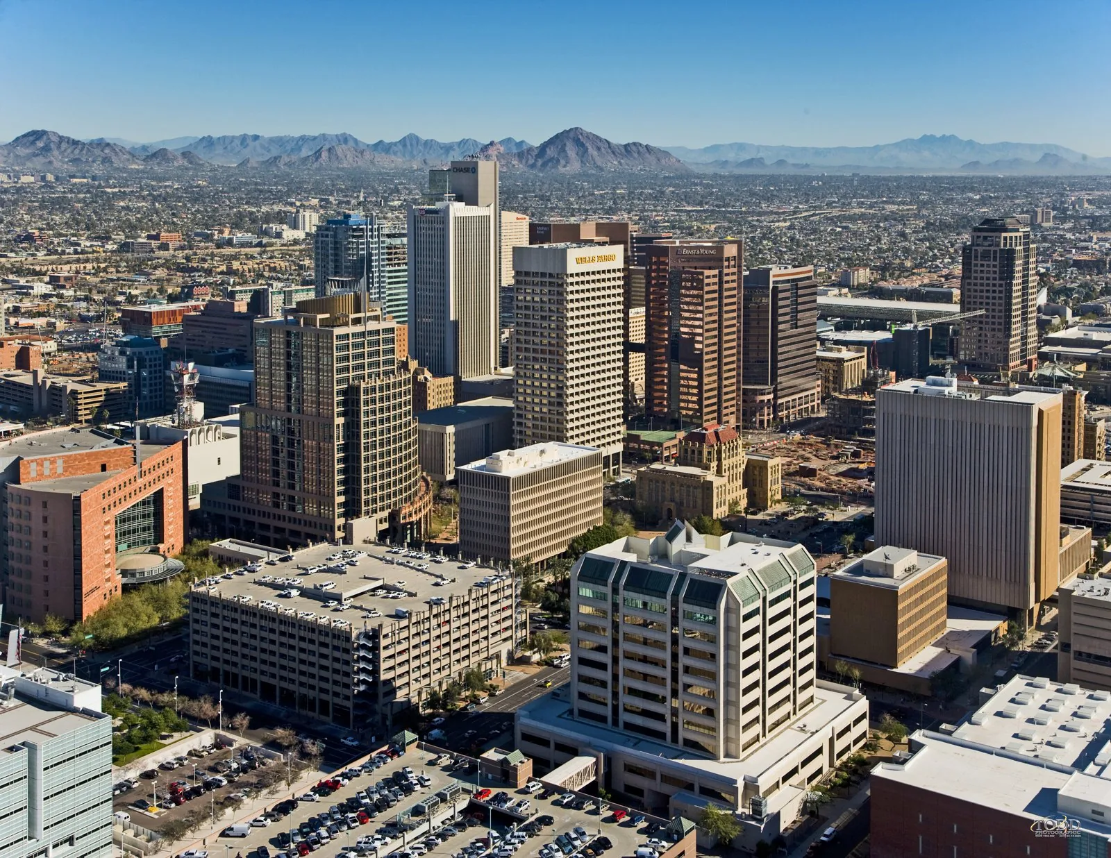 Aerial view of downtown Phoenix, the city covered by the Phoenix General Plan 2015.
