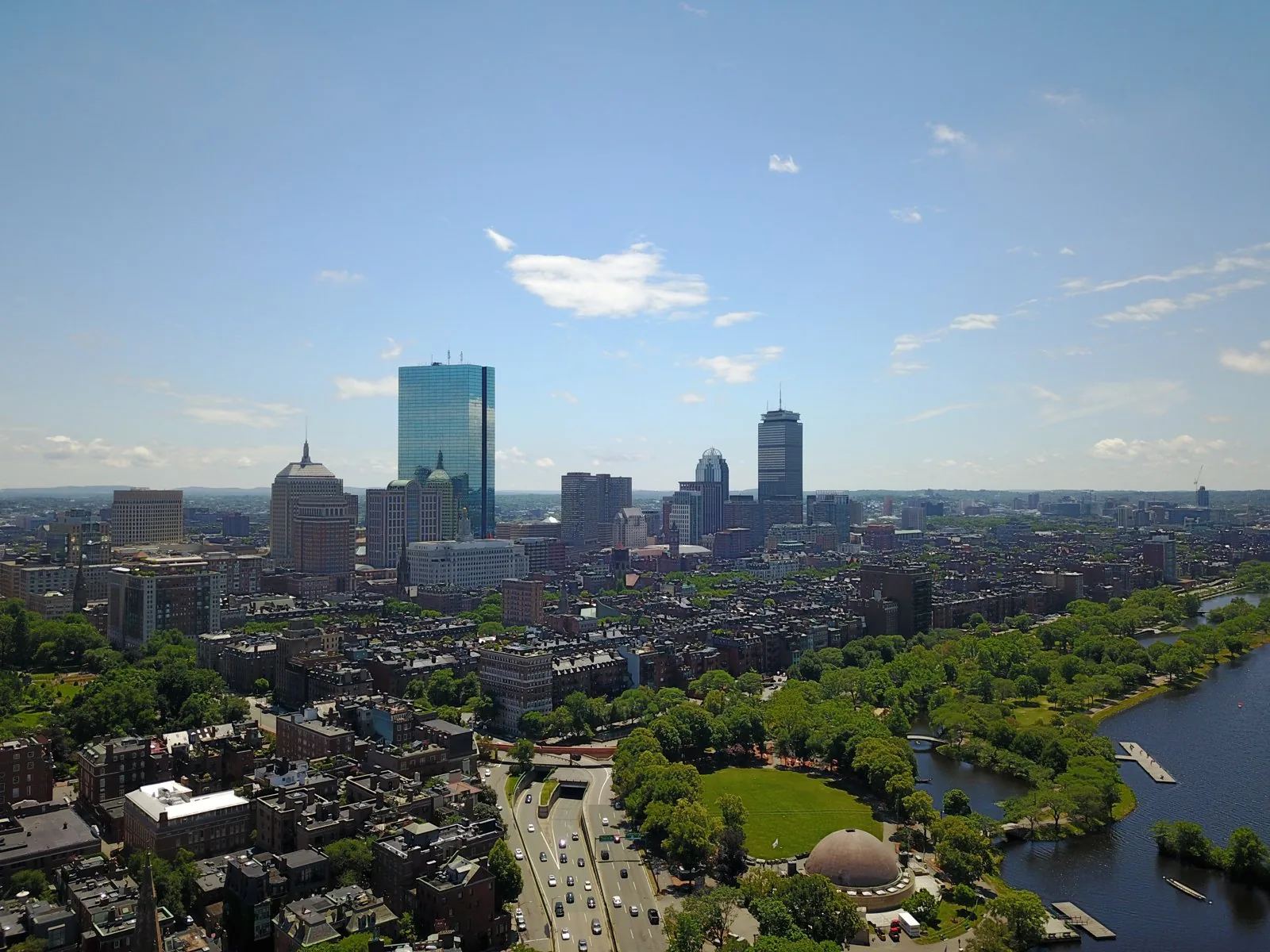 Aerial view of the Boston skyline, Massachusetts.