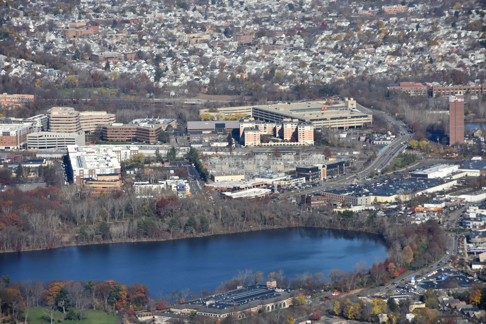 Aerial view over Cambridge, Massachusetts.