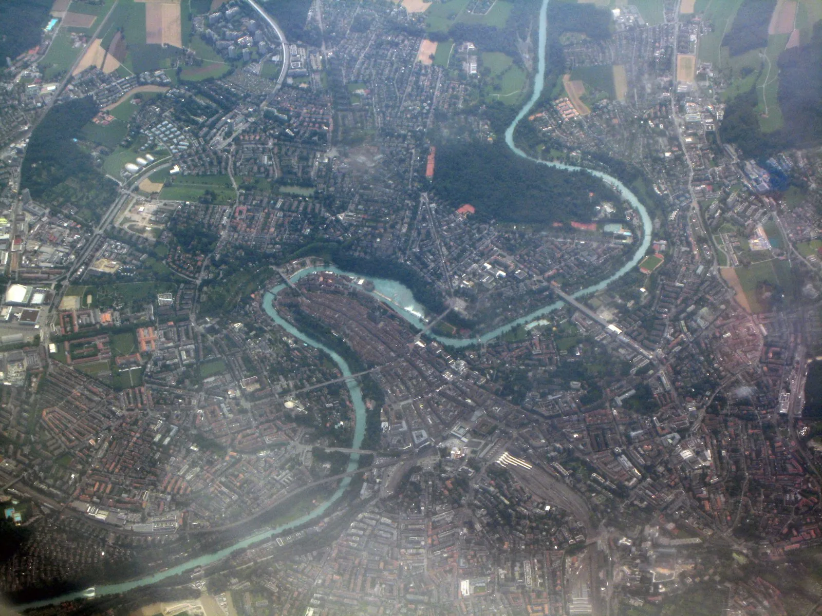 Aerial view of the city of Bern, Switzerland (2009).
