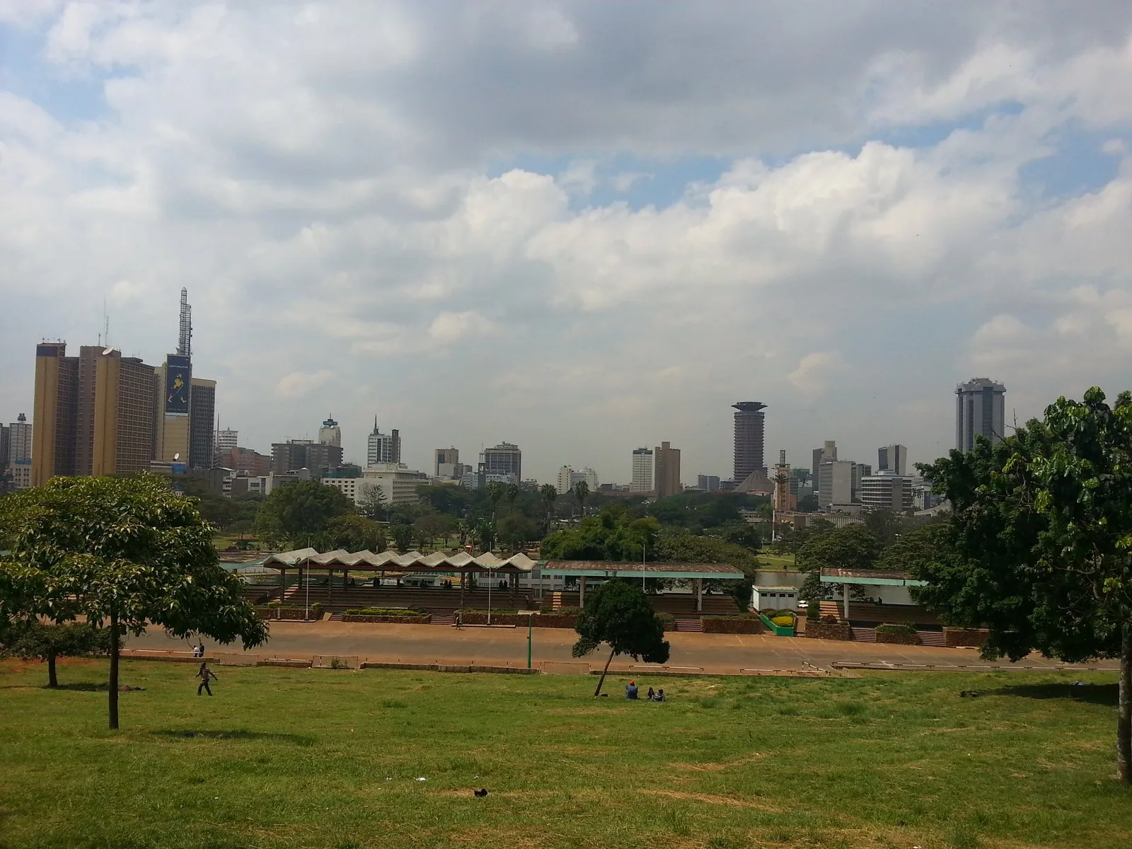 Nairobi city skyline viewed from Uhuru Park, Kenya.