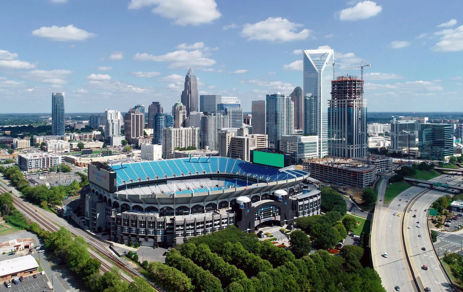 Aerial drone view of Uptown Charlotte, North Carolina (2018)