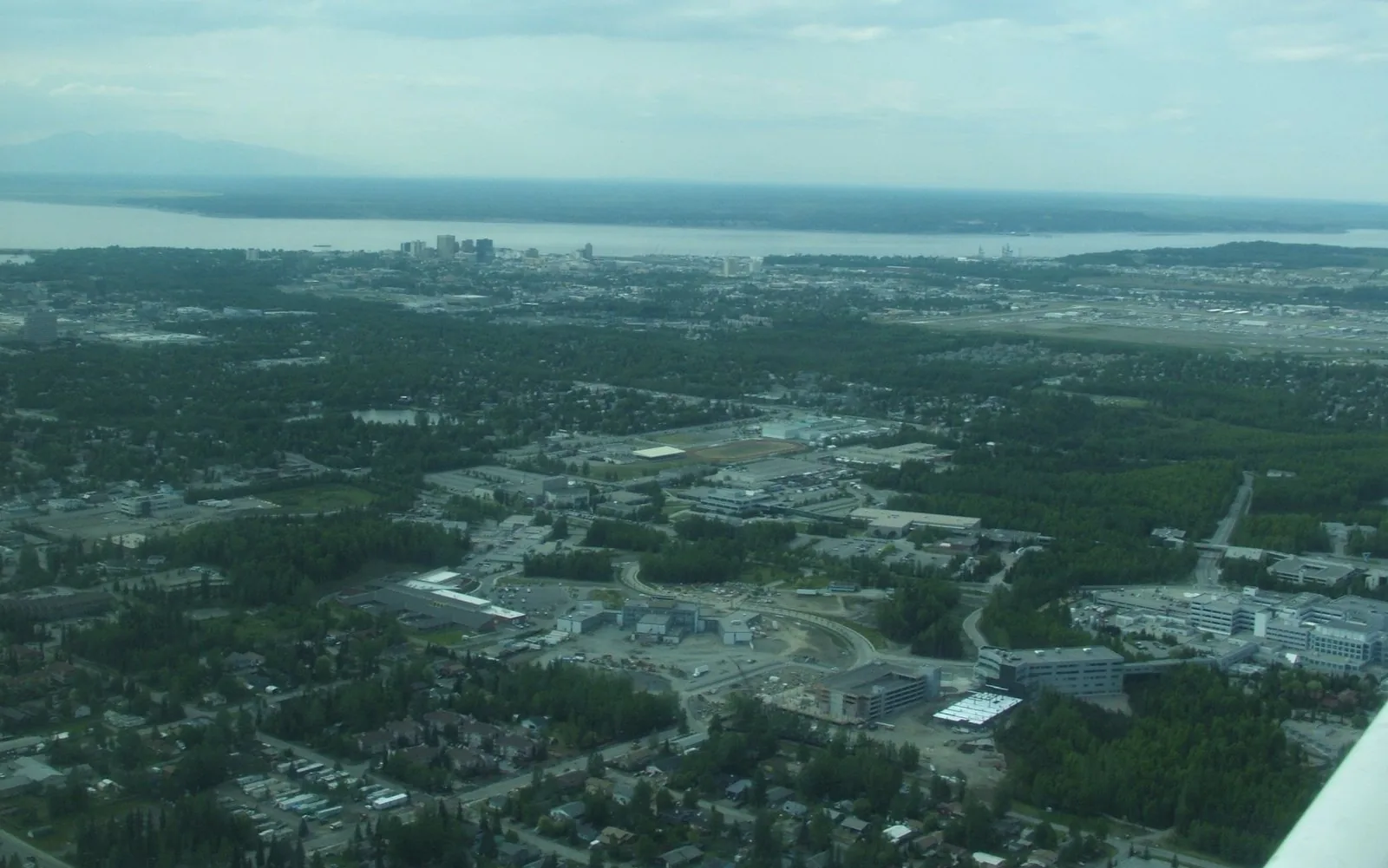 Aerial view of Anchorage, Alaska, looking northwest (2006).