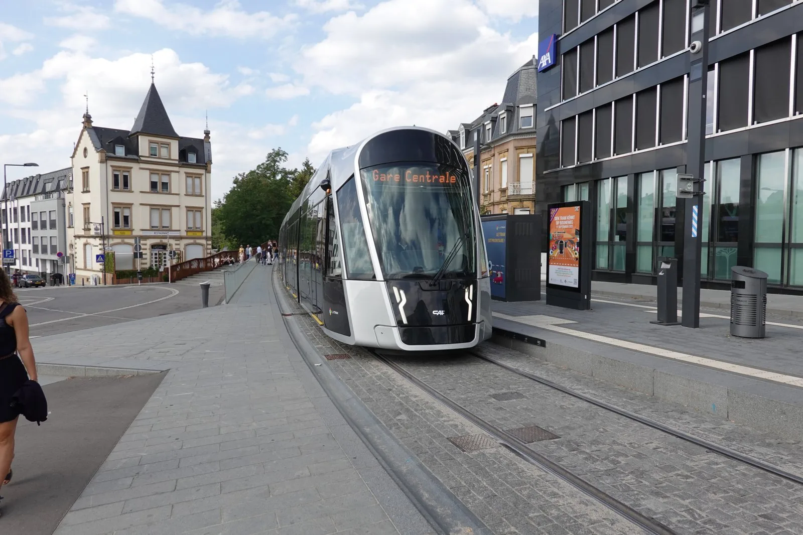 The modern Luxtram in Luxembourg City (2022), the spine of the city's tram-led urbanism and nation-branding effort.