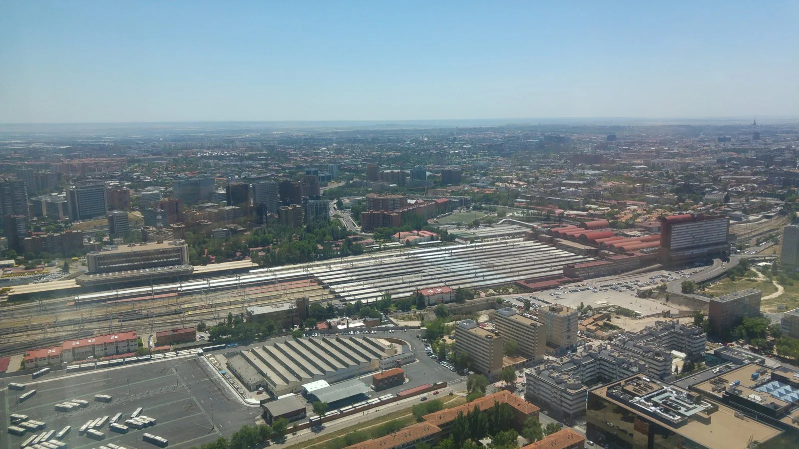 Madrid-Chamartin station and surrounding rail lands, the Madrid Nuevo Norte site, seen from above