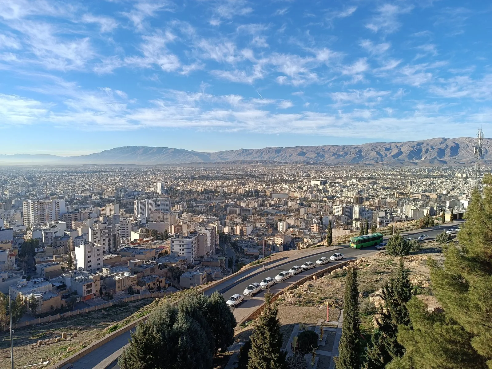 Cityscape of Shiraz, Iran, the city governed by the Shiraz Master Plan.