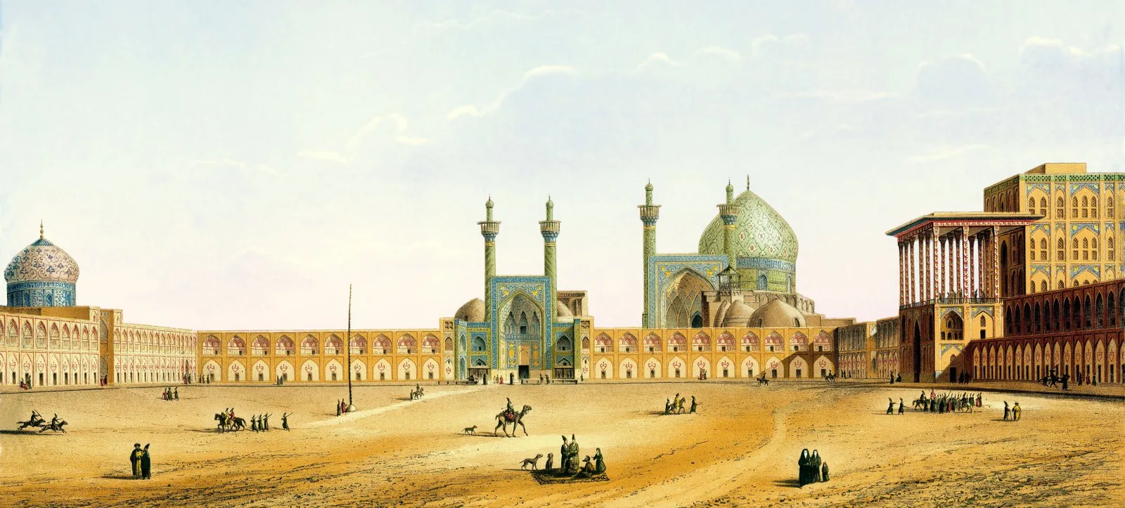 Historic depiction of Isfahan's planned urban core (Naqsh-e Jahan).