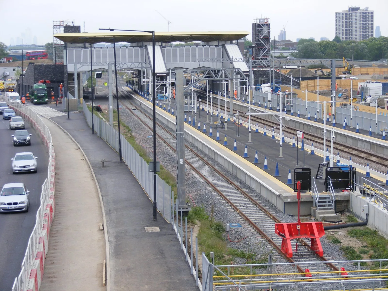 Meridian Water railway station shortly before its 2019 opening, the transport hub anchoring the Enfield regeneration scheme.