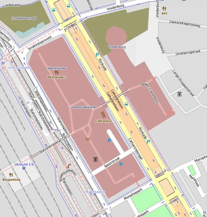 Map of Hoog Catharijne / Utrecht station area, core of the CU2030 masterplan.