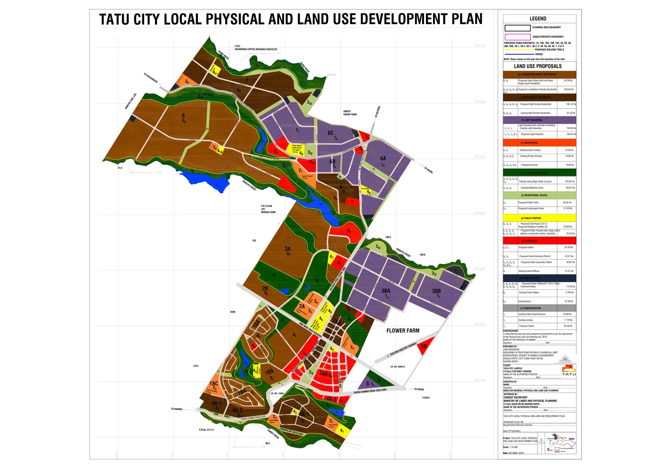 Tatu City Local Physical and Land Use Development Plan: the approved land-use and zoning sheet for the 5,000-acre private new city in Kiambu County, Kenya