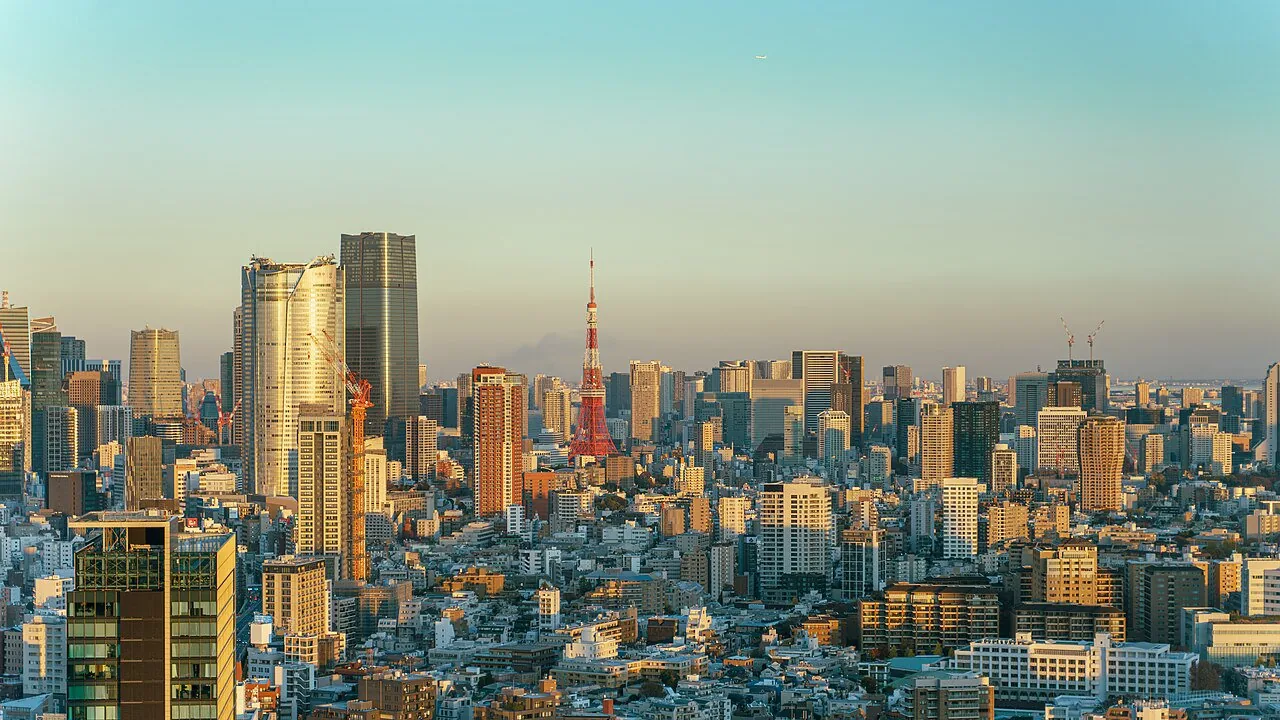 Roppongi Hills within the Minato City skyline, Tokyo.