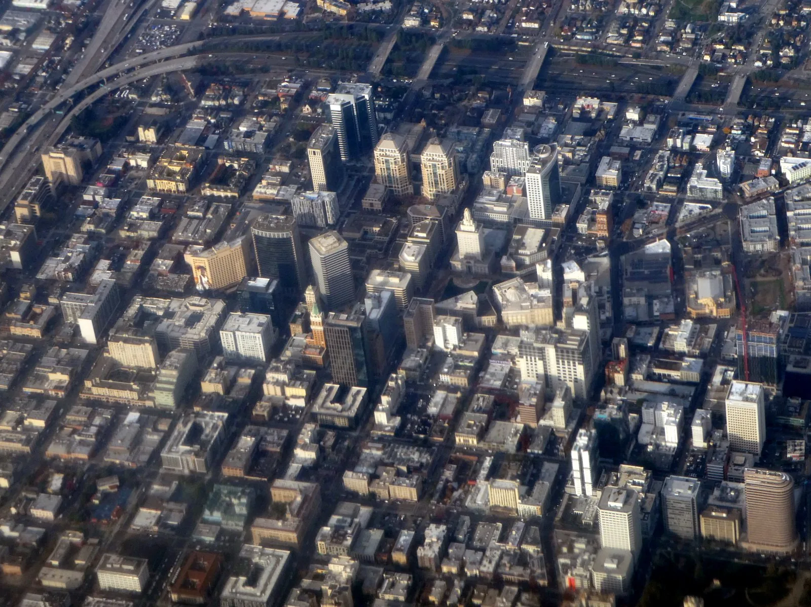 Aerial view of Downtown Oakland, California (2022)