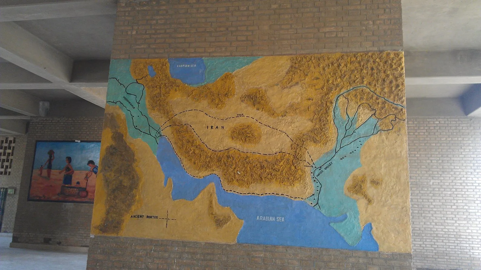 Painted map of the Mohenjo-daro excavation showing the layout of the mounds and areas of the site.
