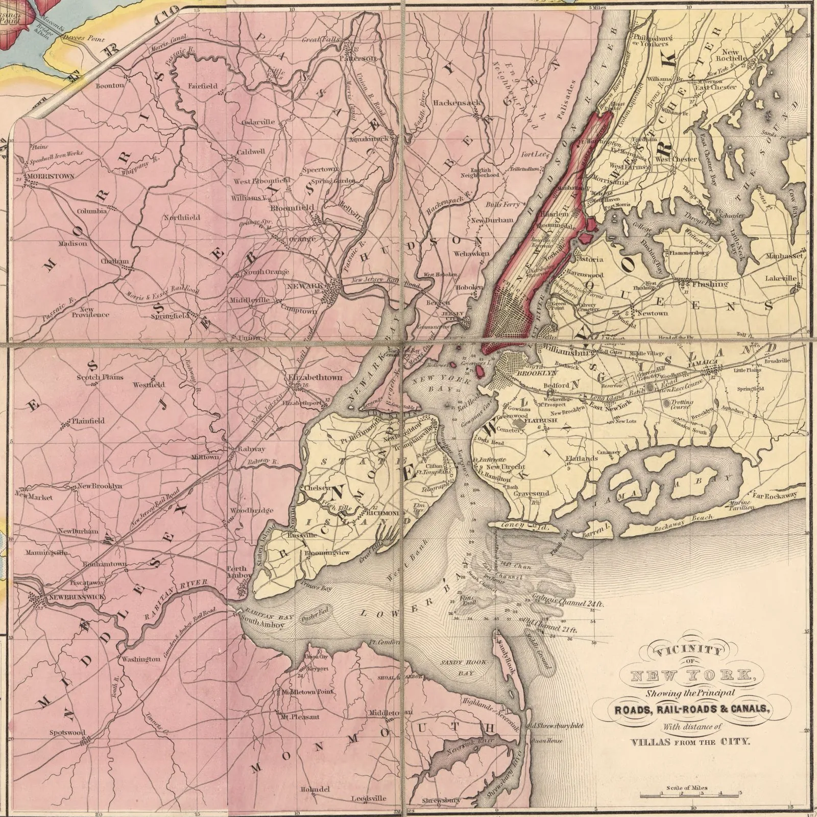 Map of the vicinity of New York, illustrating the multi-state metropolitan area covered by regional planning.