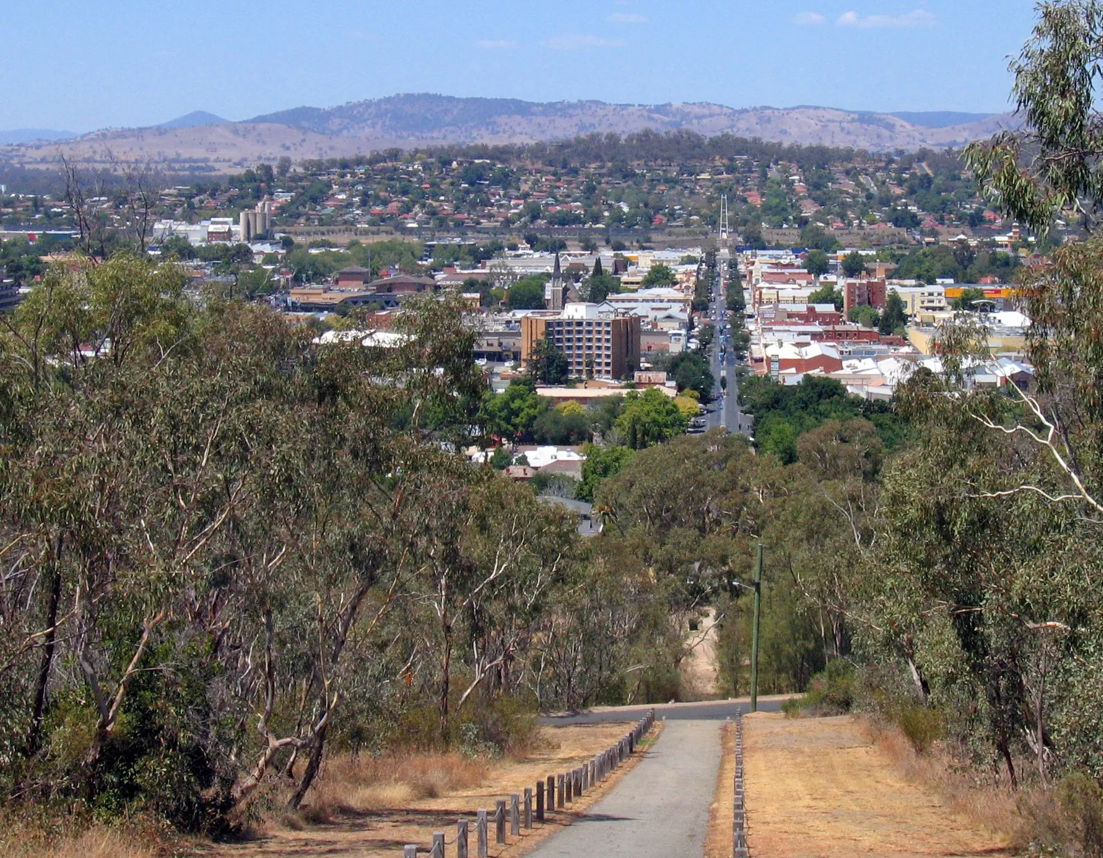 View over Albury, designated (with Wodonga) as Australia's principal National Urban Growth Centre under the 1973 DURD strategy.