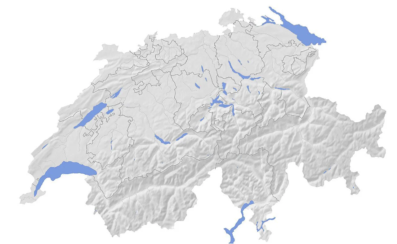 Topographic map of Switzerland, framework for the Raumkonzept Schweiz spatial concept