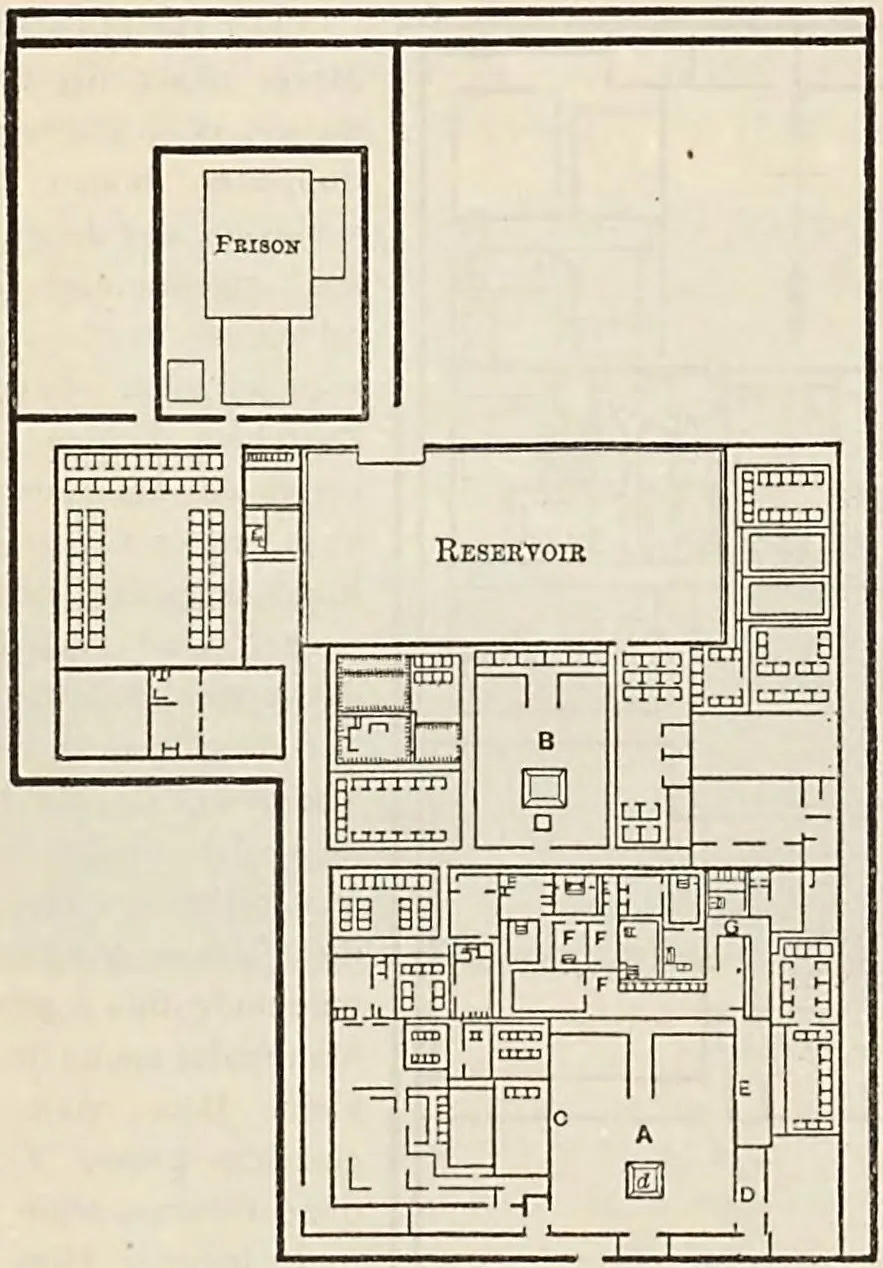 Figure-ground plan of a Chan Chan royal ciudadela: rectangular enclosure with courtyards, audiencias and storerooms.