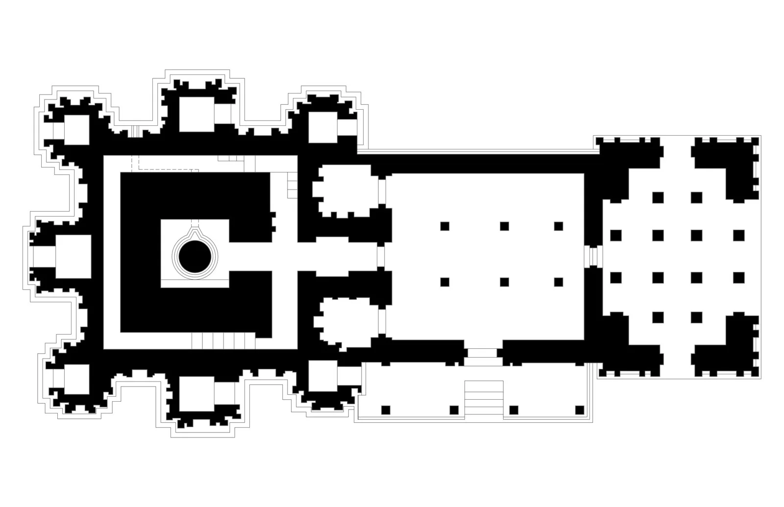 Floor plan of the Kailasanatha temple, Kanchipuram, a key Pallava-era foundation.