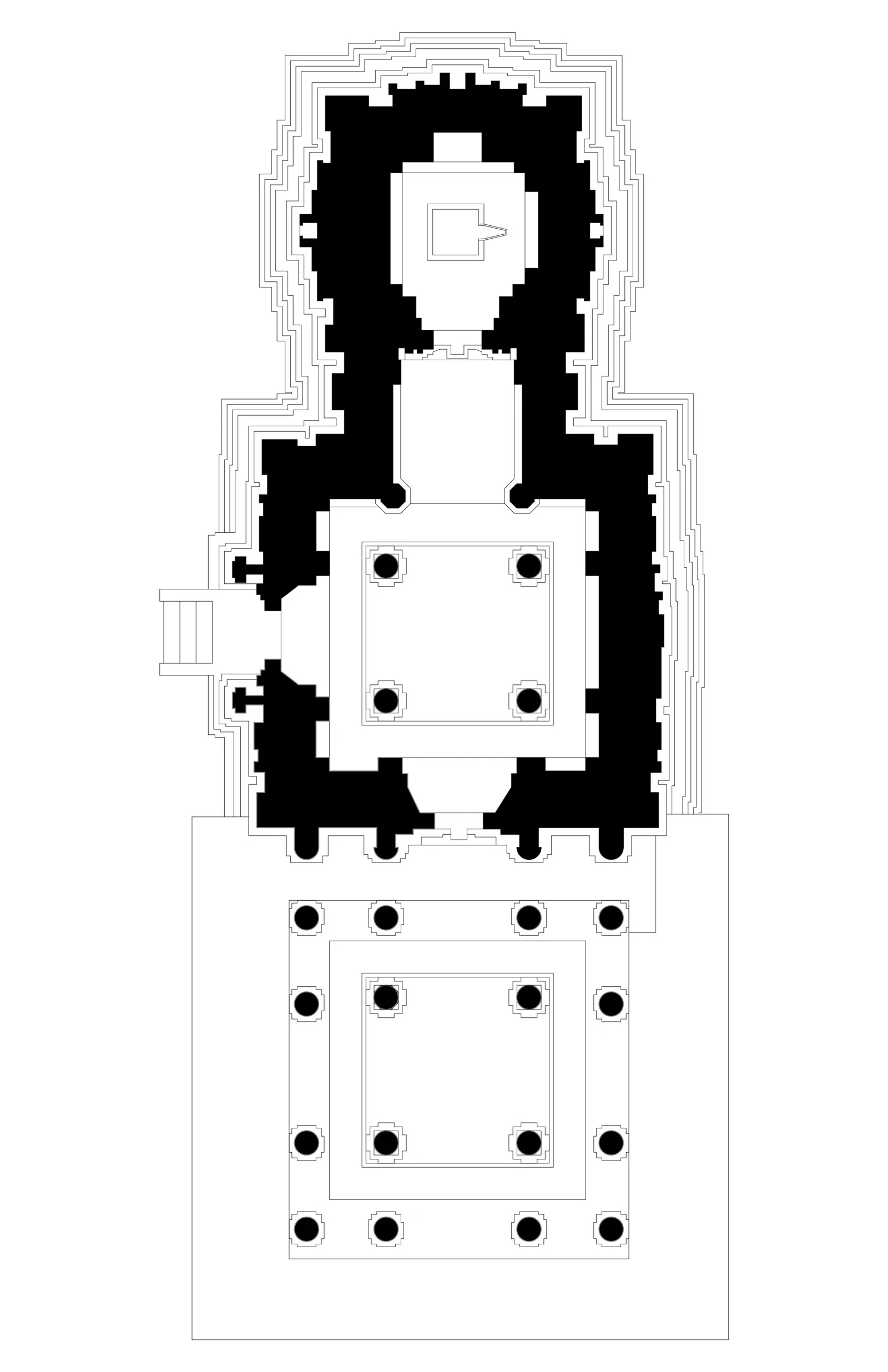 Measured ground plan of the 11th-century Nannesvara temple at Lakkundi, the Chalukya temple town. No city-wide plan of Lakkundi exists on Commons; this measured temple-plan drawing best represents the